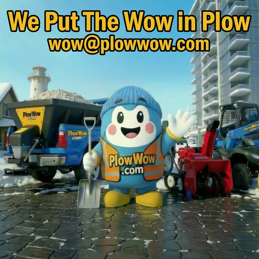 PlowWow snow plow truck clearing snow